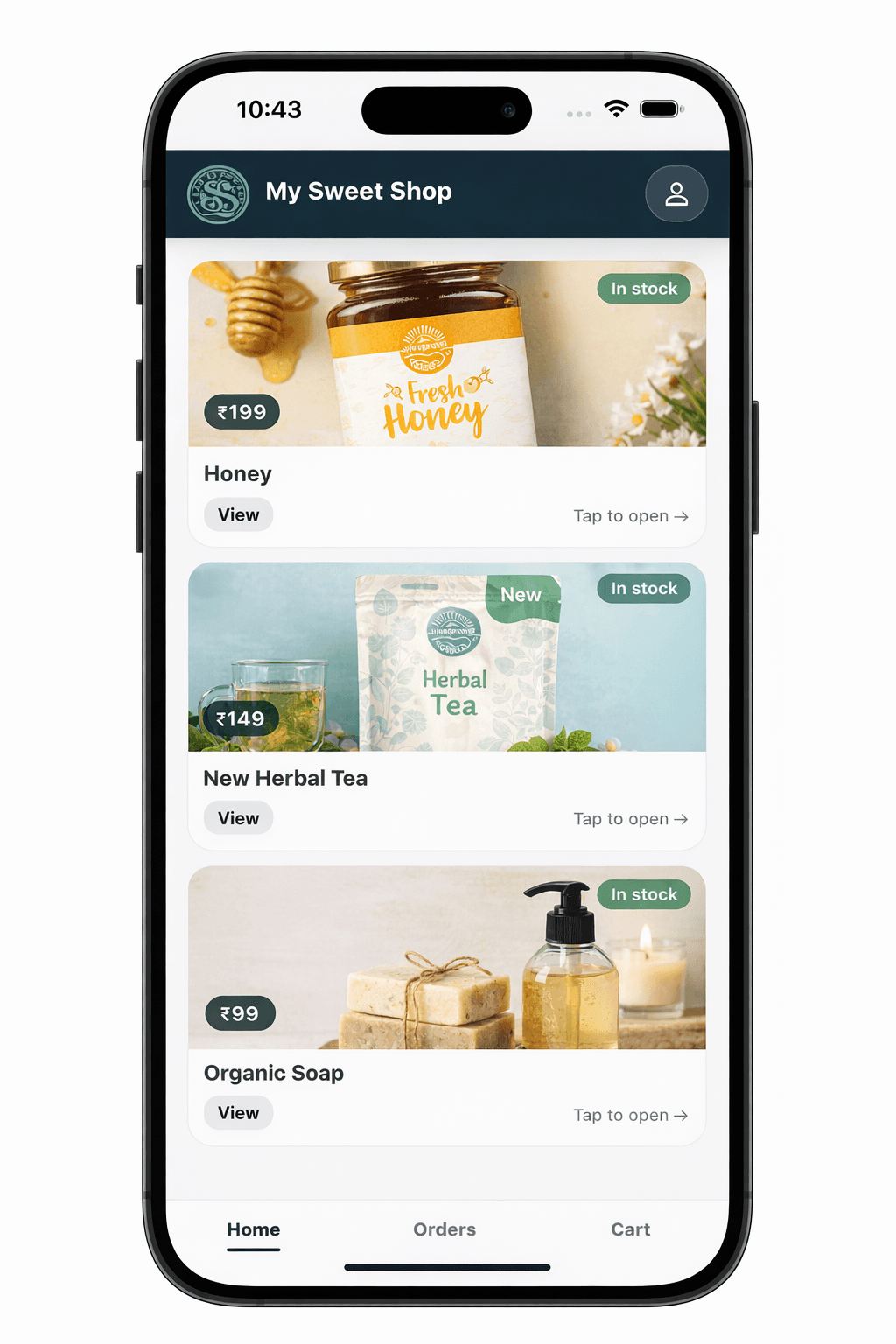 Mobile commerce app preview